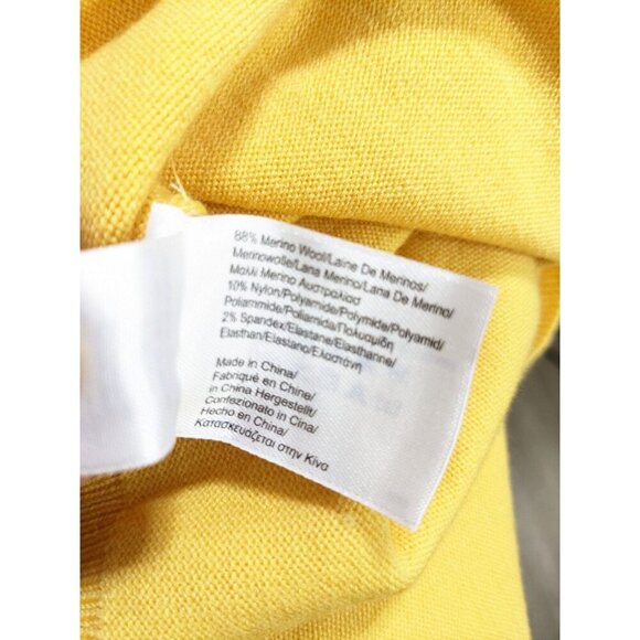 Brooks Brothers Sweater Extra Fine Italian Merino Wool Mens Large Yellow V Neck - Picture 3 of 4
